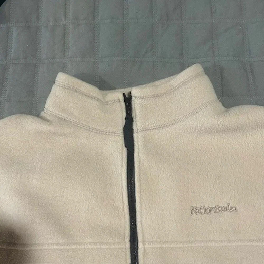 Kathmandu Polartech Climate Control Y2K Men M Tan Black Trim Zip Up Fleece Vest